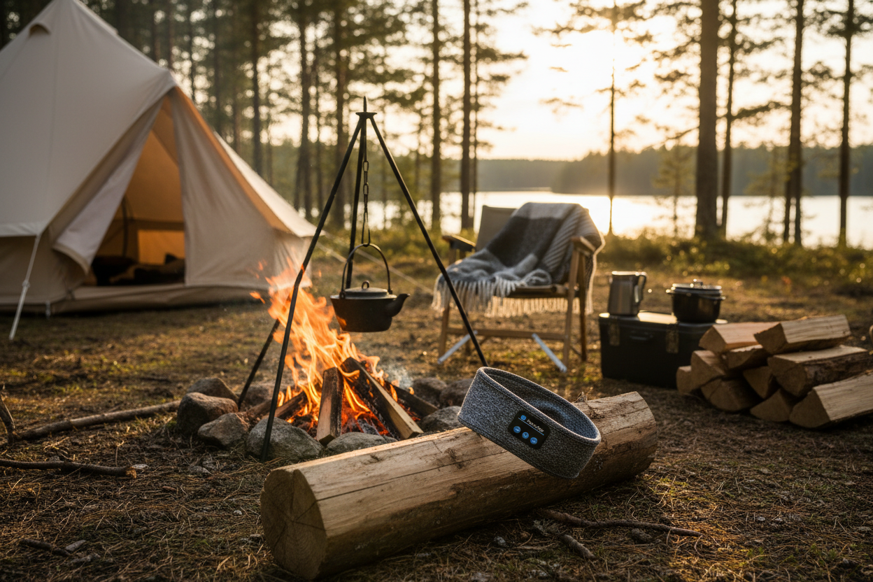 Ert pannband i campingmiljö