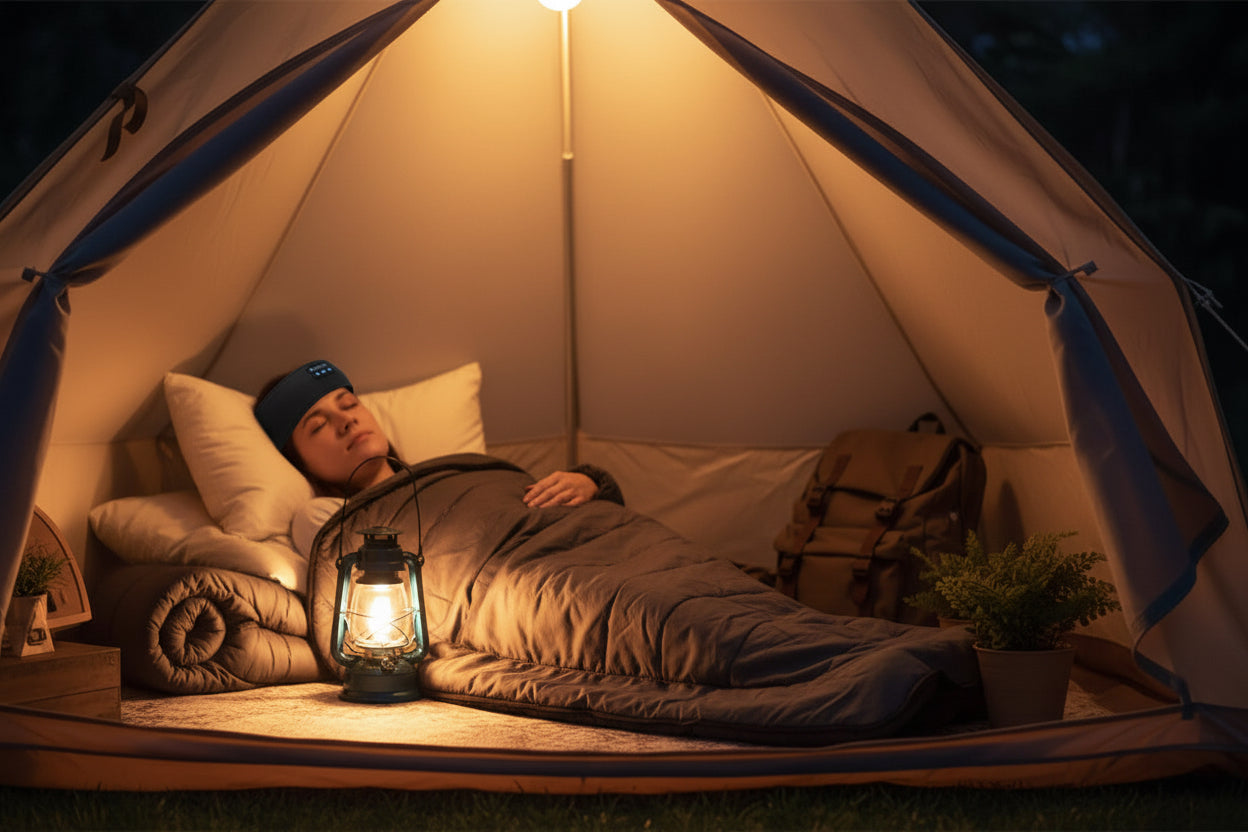 Bluetooth Sömnmask Pannband - Trådlös Musik för Sömn, Yoga & Sport