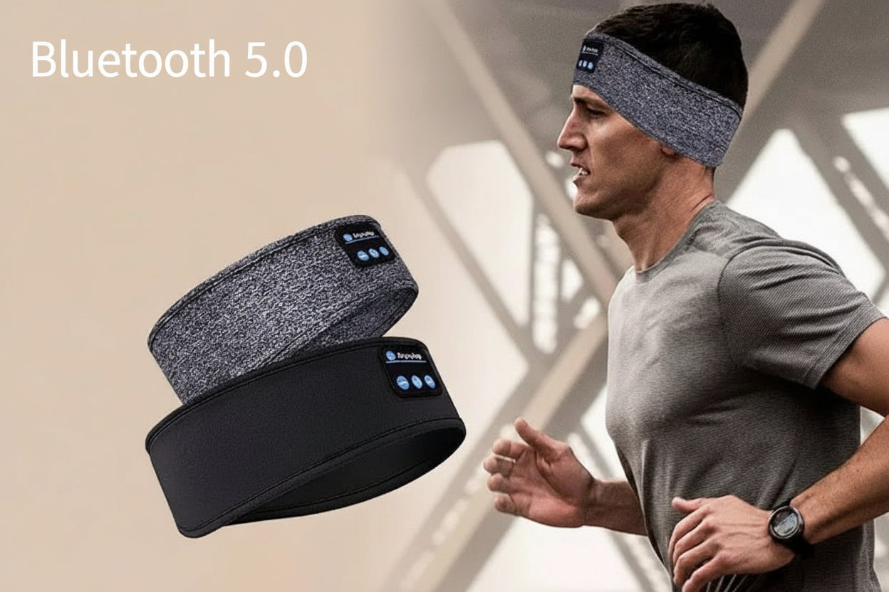 Bluetooth Sömnmask Pannband - Trådlös Musik för Sömn, Yoga & Sport