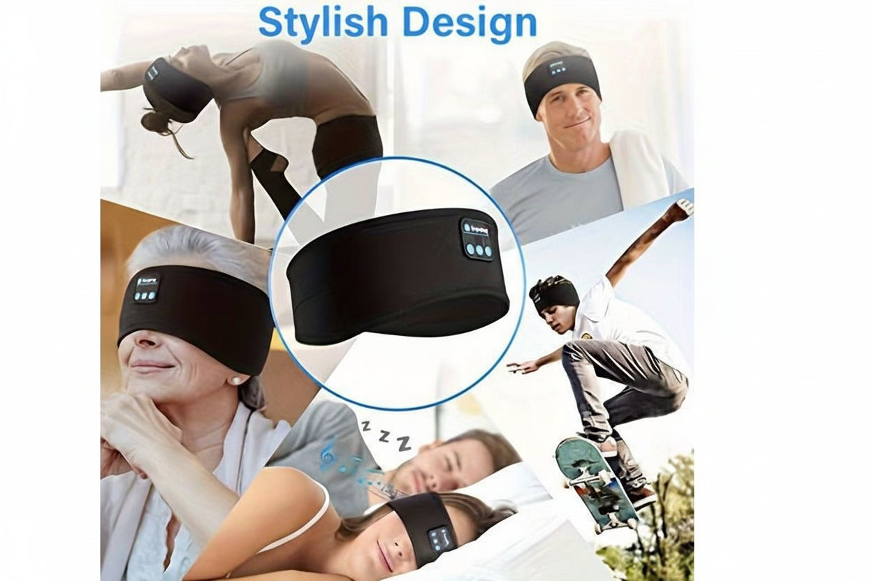 Bluetooth Sömnmask Pannband - Trådlös Musik för Sömn, Yoga & Sport