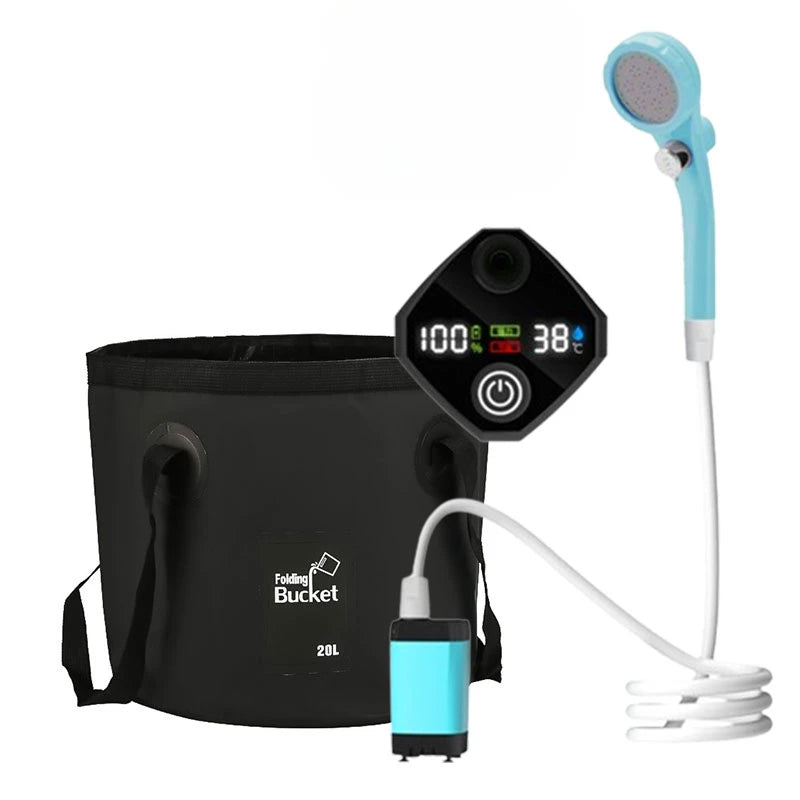 Portabel Campingdusch 20L - Uppladdningsbar Pump 6000mAh