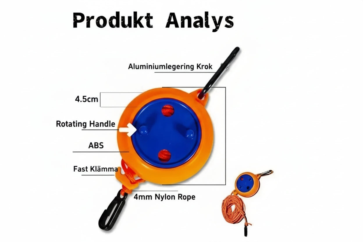 Hopfällbar Tvättlina 10m - Vindtålig Camping Torksnöre