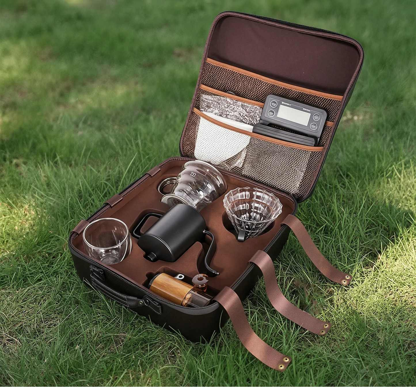 Portabelt Kaffeset för Camping - Komplett Kit med Kvarn & Dripper