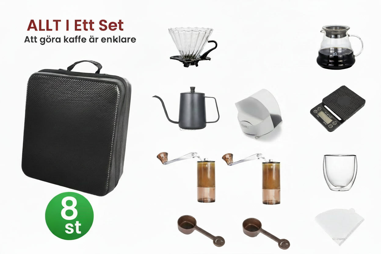 Portabelt Kaffeset för Camping - Komplett Kit med Kvarn & Dripper