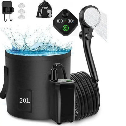 Portabel Campingdusch 20L - Uppladdningsbar Pump 6000mAh