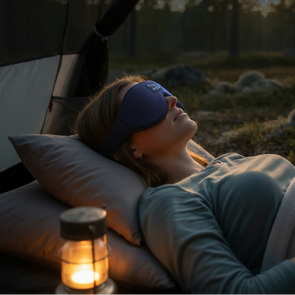 Bluetooth Sovmask – Camping annons med korrekt stavning