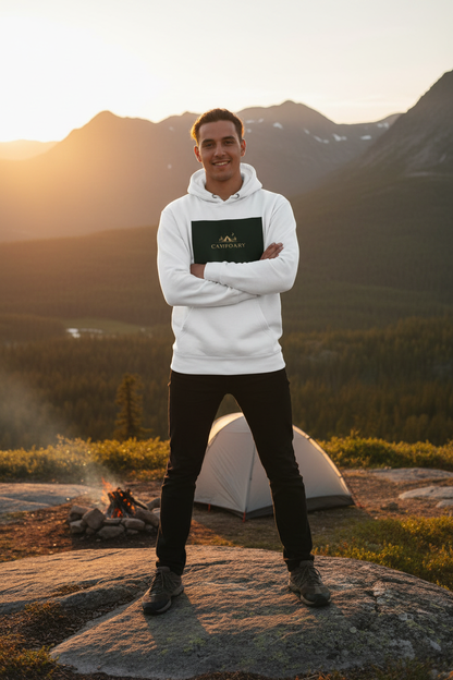 Person som bär din unisex hoodie i utomhusmiljö