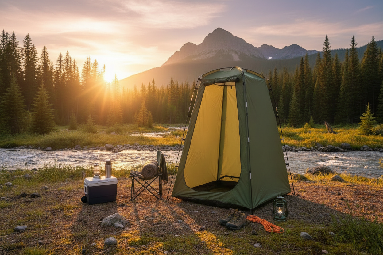 Säljande bild av duschtält för camping