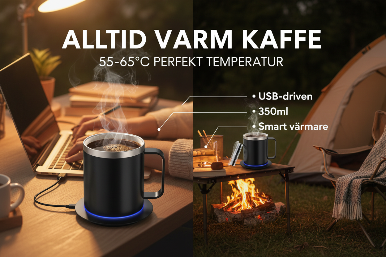 Självvärmande kaffemugg i användning