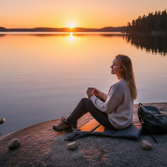 Solnedgång vid sjö