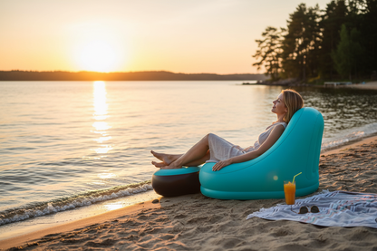 Uppblåsbar soffa vid stranden